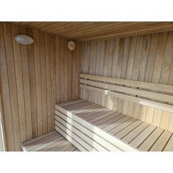 Eksklusiv indvendig rødel beklædning i HYG-GE CUBE sauna