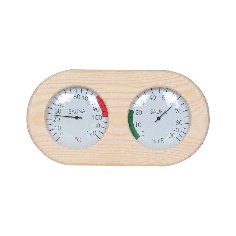 SAUFLEX kombineret termo-hygrometer V-T029 i fyrretræ til sauna