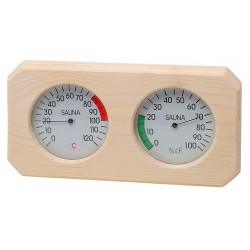SAUFLEX Firkantet Termo-hygrometer V-T025 i Fyrretræ