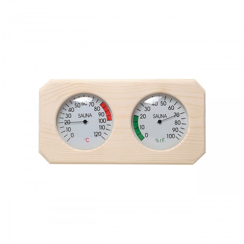 SAUFLEX Firkantet Termo-hygrometer V-T025 i Fyrretræ