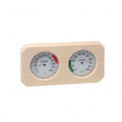SAUFLEX firkantet termo-hygrometer V-T025 i behandlet træ til sauna
