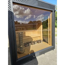 Isoleret sauna HYG-GE CUBE 235x235x250 med Harvia 9 kW elovn