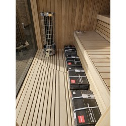 Isoleret sauna HYG-GE CUBE 235x235x250 med Harvia 9 kW elovn