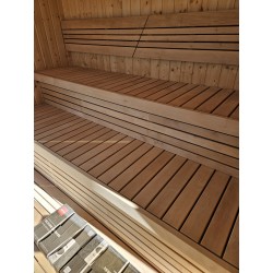 Stor udendørs sauna HYG-GE CUBE L340 cm med Harvia Spirit el-ovn