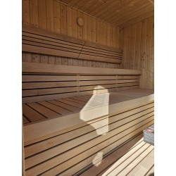 Stor udendørs sauna HYG-GE CUBE L340 cm med Harvia Spirit el-ovn