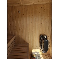 Stor udendørs sauna HYG-GE CUBE L340 cm med Harvia Spirit el-ovn