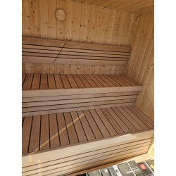 Stor udendørs sauna HYG-GE CUBE L340 cm med Harvia Spirit el-ovn