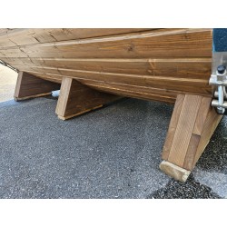 Udendørs tøndesauna 200 cm i nøddebrun finish med panoramaspejlglas uden indsyn